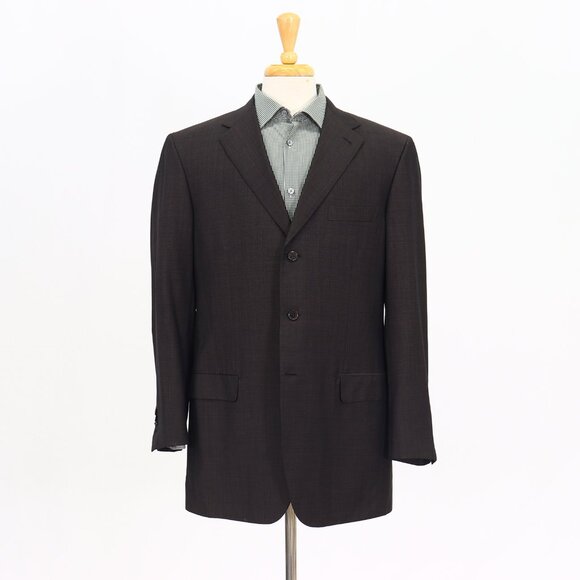 Brioni 44L Brown Solid 3-Button Sport Coat Blazer Jacket T143